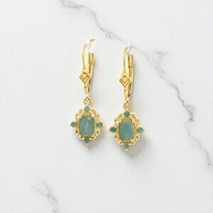 14kt Yellow Gold and 925 Sterling Silver Grandidierite Earrings